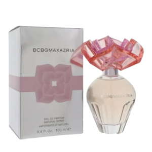 BCBG Max Azria perfume bottle with pink floral cap and packaging.