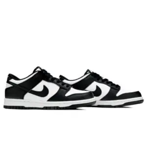 Black and white sneakers with a modern design.