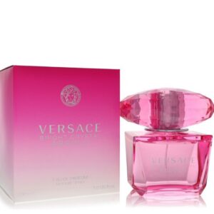 Pink Versace perfume bottle and matching box.