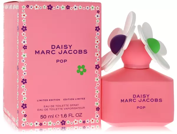 Pink Daisy Marc Jacobs POP perfume bottle with floral design.
