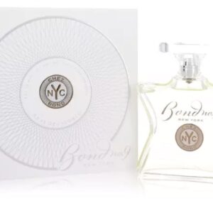Elegant Bond No. 9 perfume bottle and packaging with clear design.