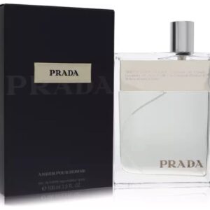 Prada perfume bottle and black packaging box.